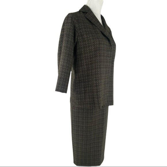 Yansi Fugel‎ Women's NWT Black Tattersall Designer Blazer Skirt Suit S-C38/2-W28 - Picture 3 of 10